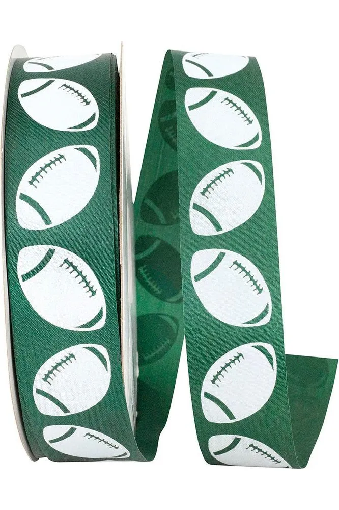 1 3/8" Football Goal Homecoming Ribbon: Hunter Green (100 Yards)