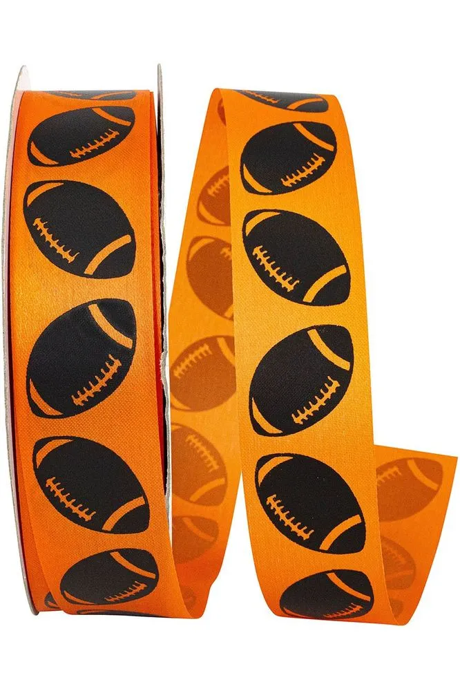 1 3/8" Football Goal Homecoming Ribbon: Orange (100 Yards)