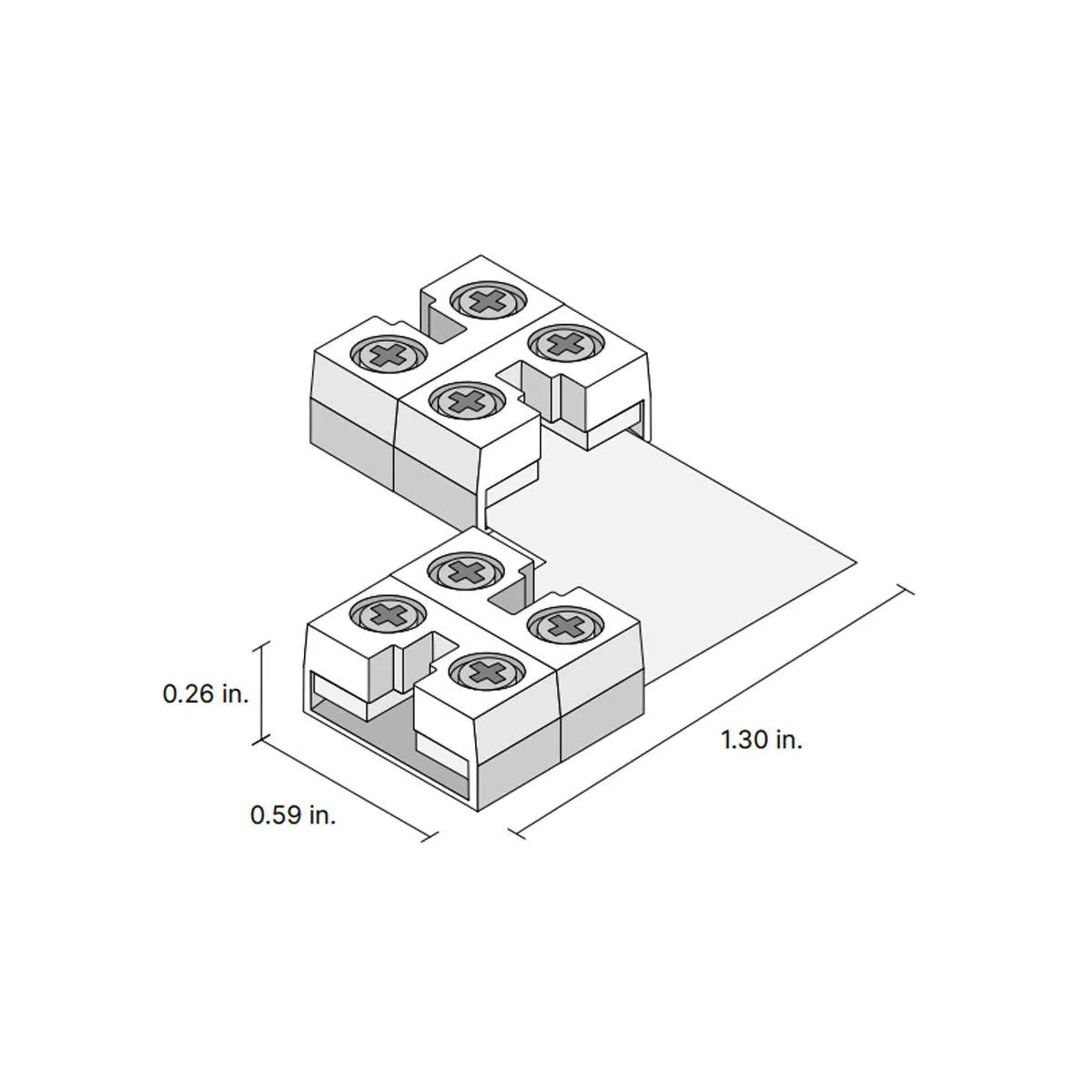 12mm 90 Degree Tape to Tape Terminal Block Connector for Valent X Strip Lights, Pack of 5