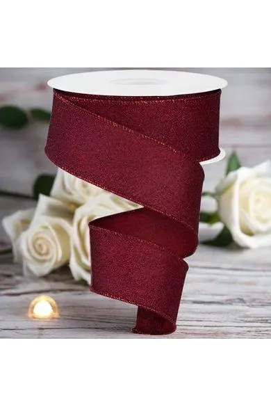 1.5" Fine Glitter On Royal Ribbon: Burgundy (10 Yards)