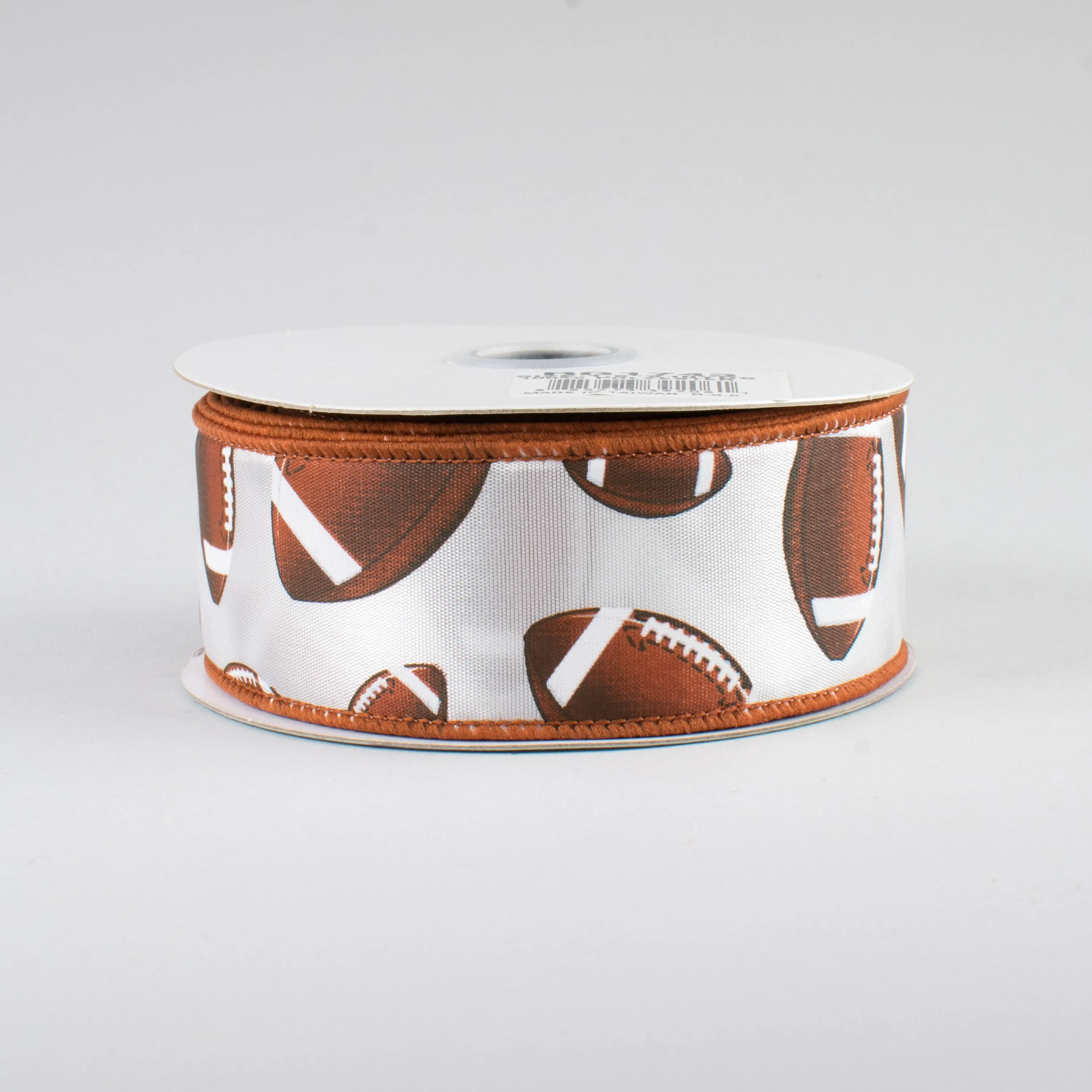 1.5" Football Ribbon: Brown & White (10 Yards)