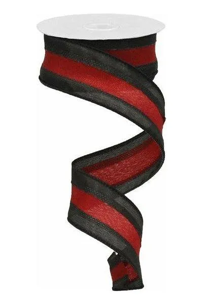 1.5" Satin Team Stripe Ribbon: Black & Garnet (10 Yards)