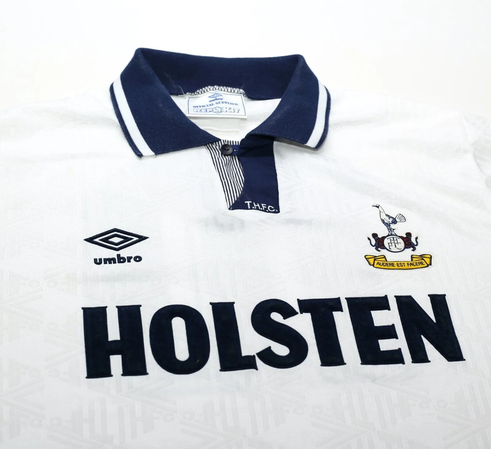 1991/93 SHERINGHAM #10 Tottenham Hotspur Vintage Umbro HOME Football Shirt (L)