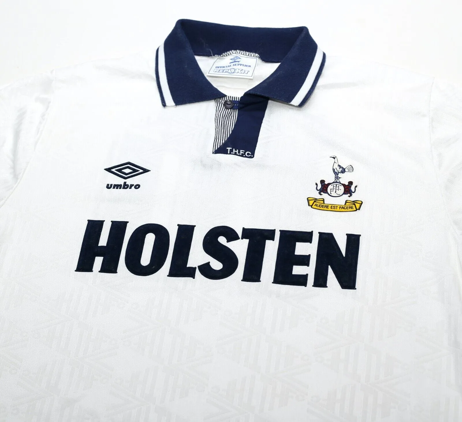 1991/93 SHERINGHAM #10 Tottenham Hotspur Vintage Umbro HOME Football Shirt (L)