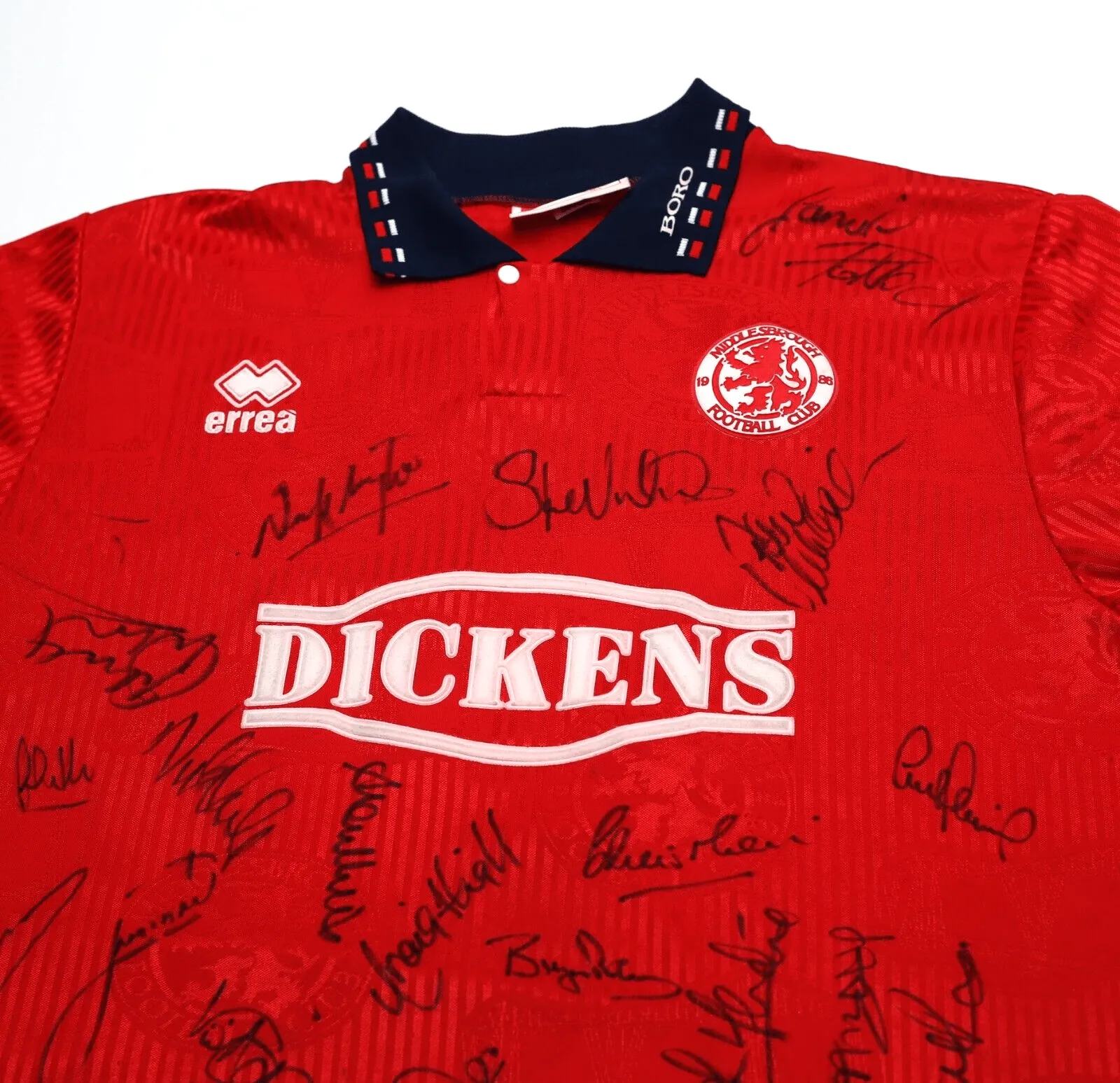 1994/95 MIDDLESBROUGH Vintage Errea Home Football Shirt Jersey (XL) SQUAD SIGNED