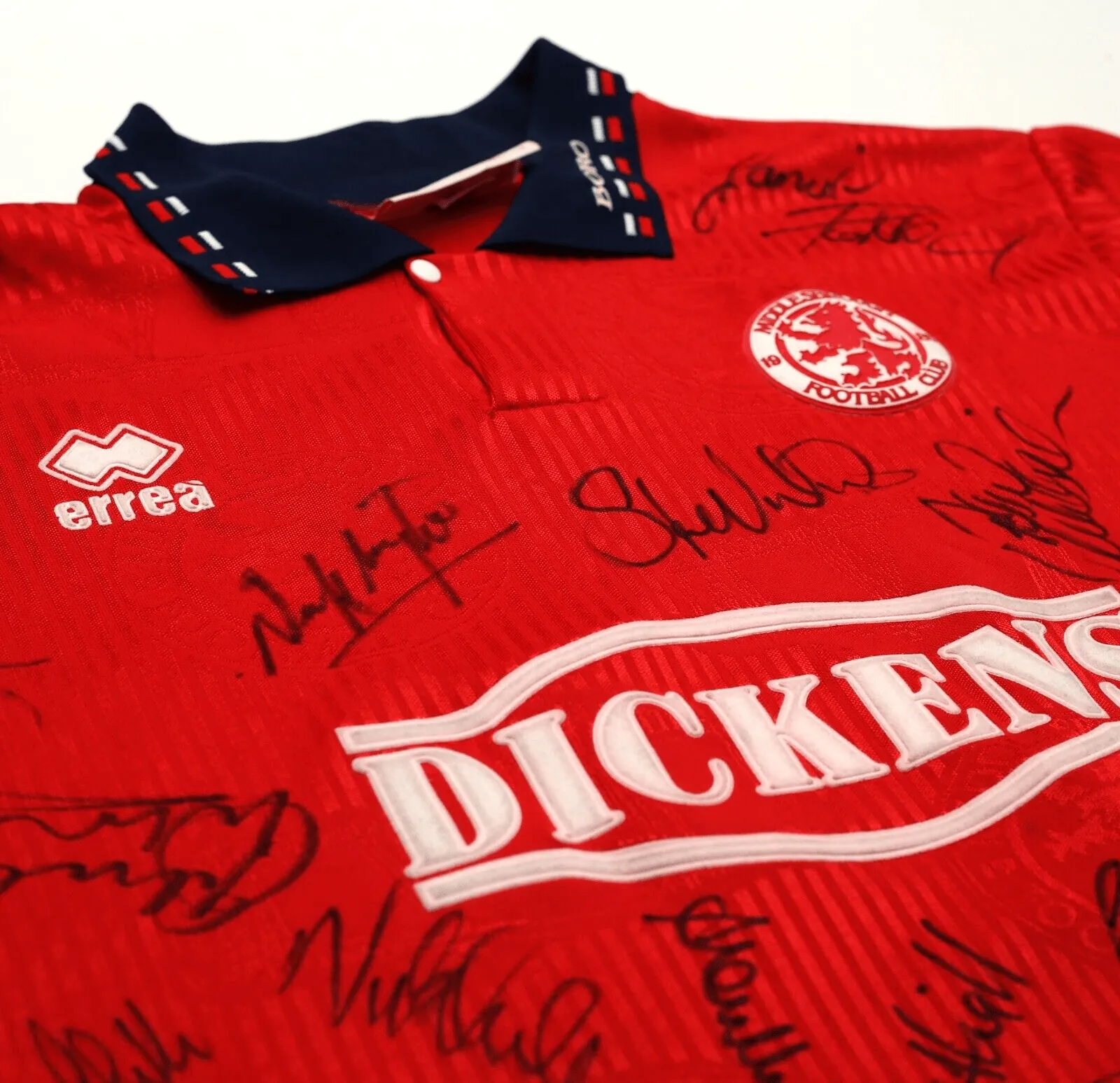 1994/95 MIDDLESBROUGH Vintage Errea Home Football Shirt Jersey (XL) SQUAD SIGNED