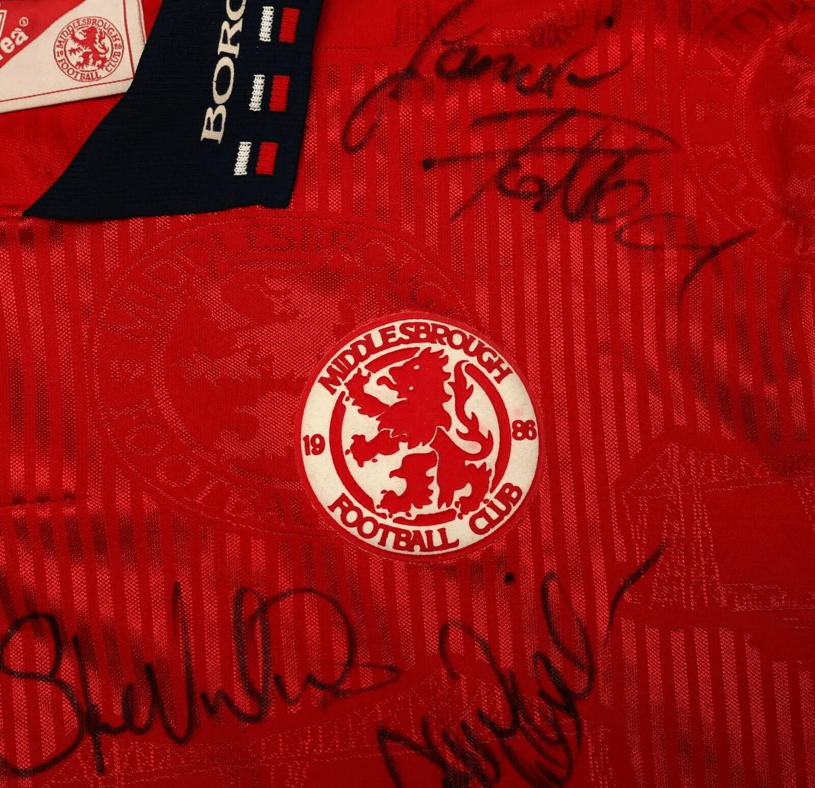 1994/95 MIDDLESBROUGH Vintage Errea Home Football Shirt Jersey (XL) SQUAD SIGNED