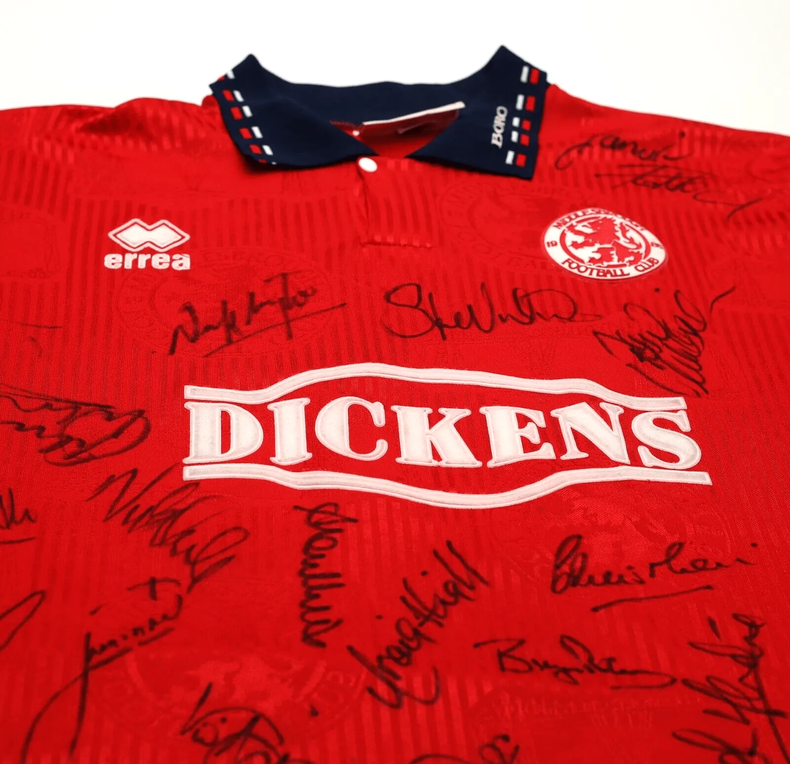 1994/95 MIDDLESBROUGH Vintage Errea Home Football Shirt Jersey (XL) SQUAD SIGNED