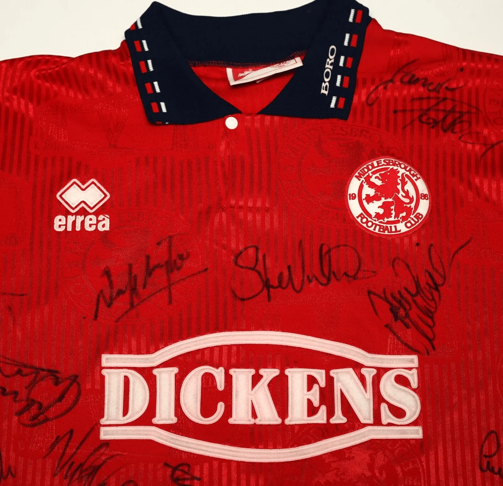 1994/95 MIDDLESBROUGH Vintage Errea Home Football Shirt Jersey (XL) SQUAD SIGNED