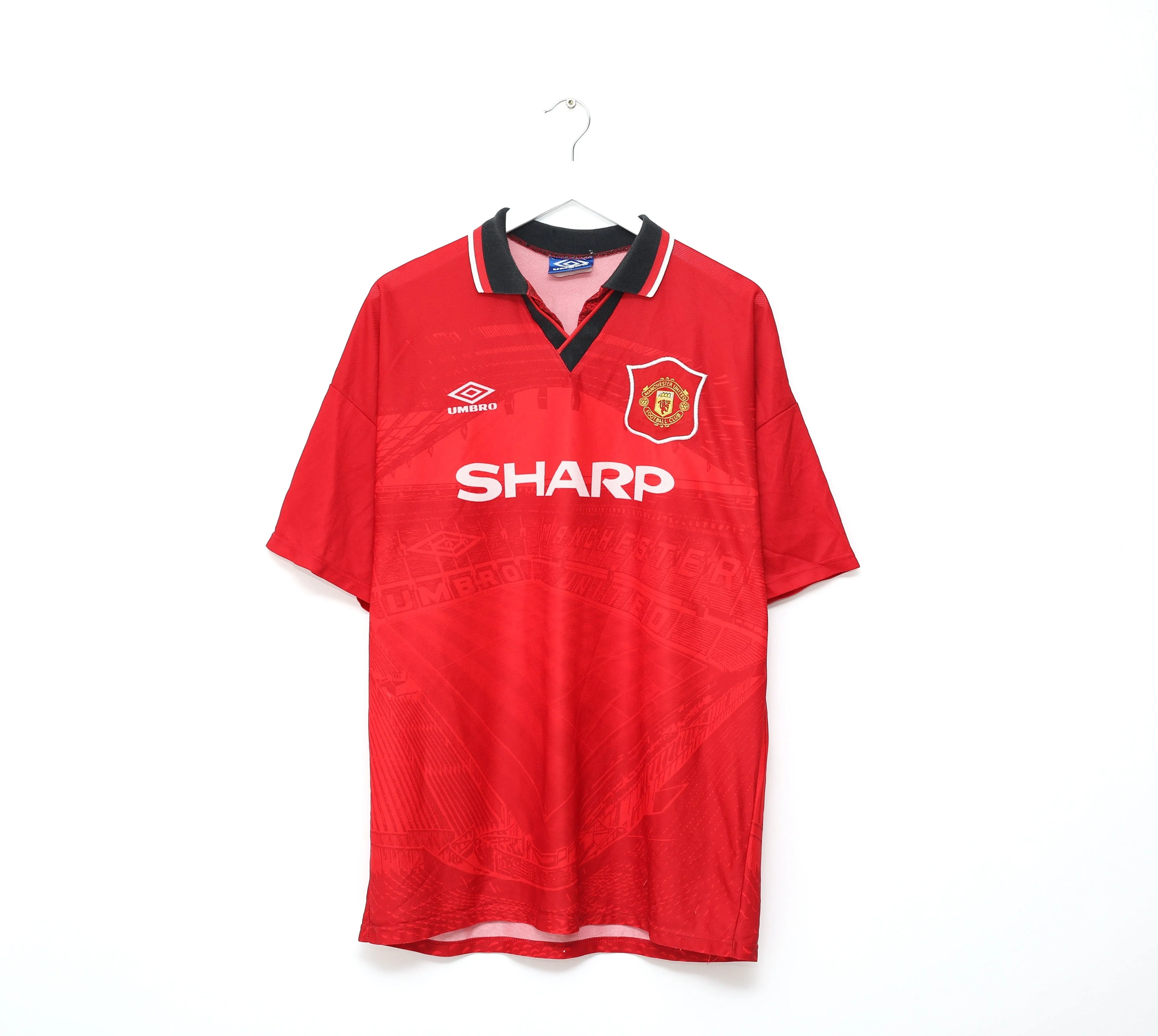 1994/96 CANTONA #7 Manchester United Vintage Umbro Home Football Shirt (L/XL)