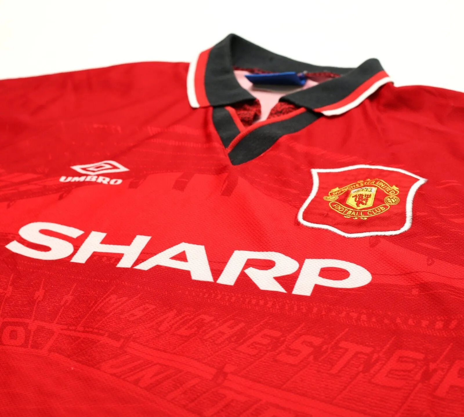 1994/96 CANTONA #7 Manchester United Vintage Umbro Home Football Shirt (L/XL)