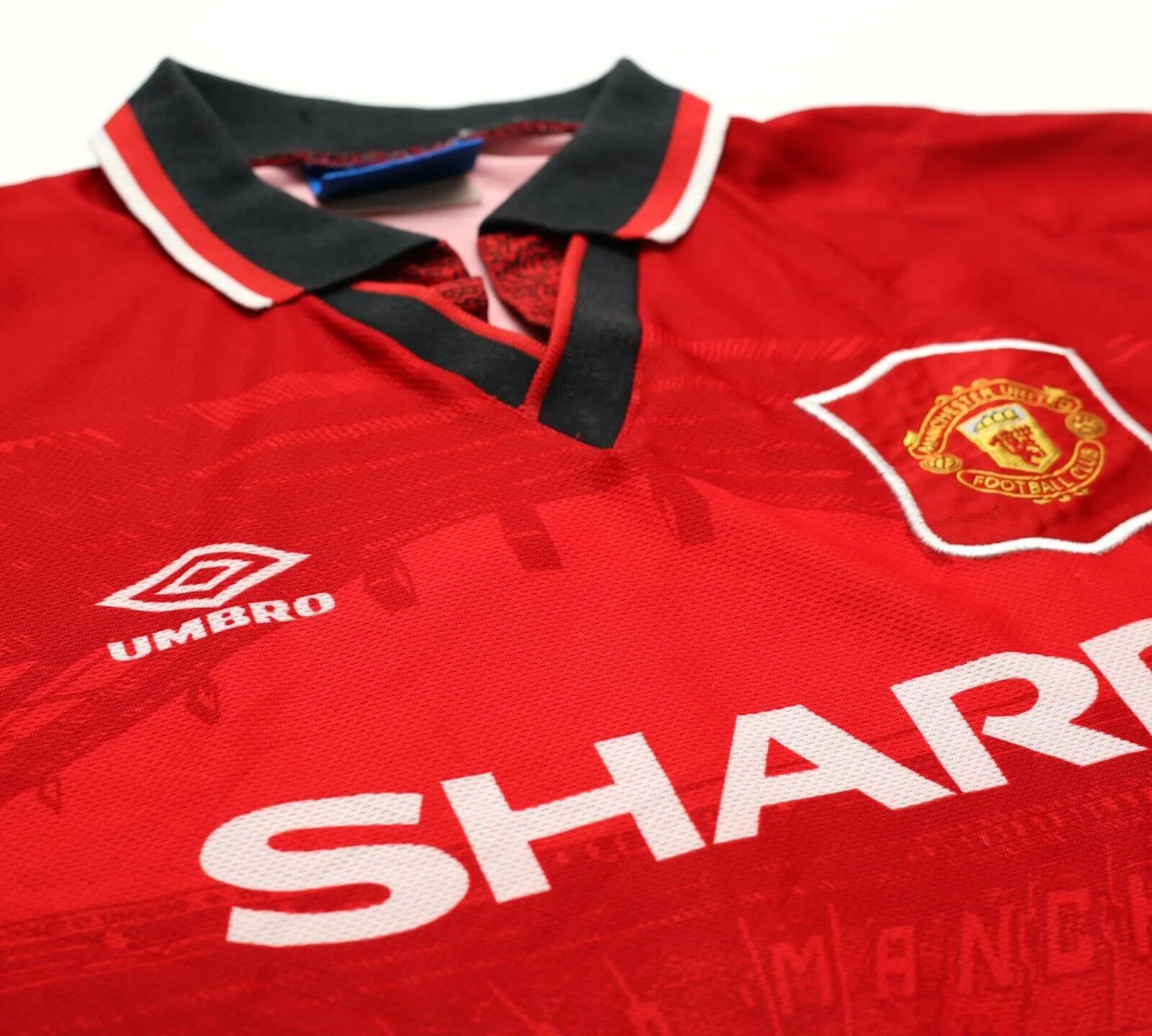 1994/96 CANTONA #7 Manchester United Vintage Umbro Home Football Shirt (L/XL)