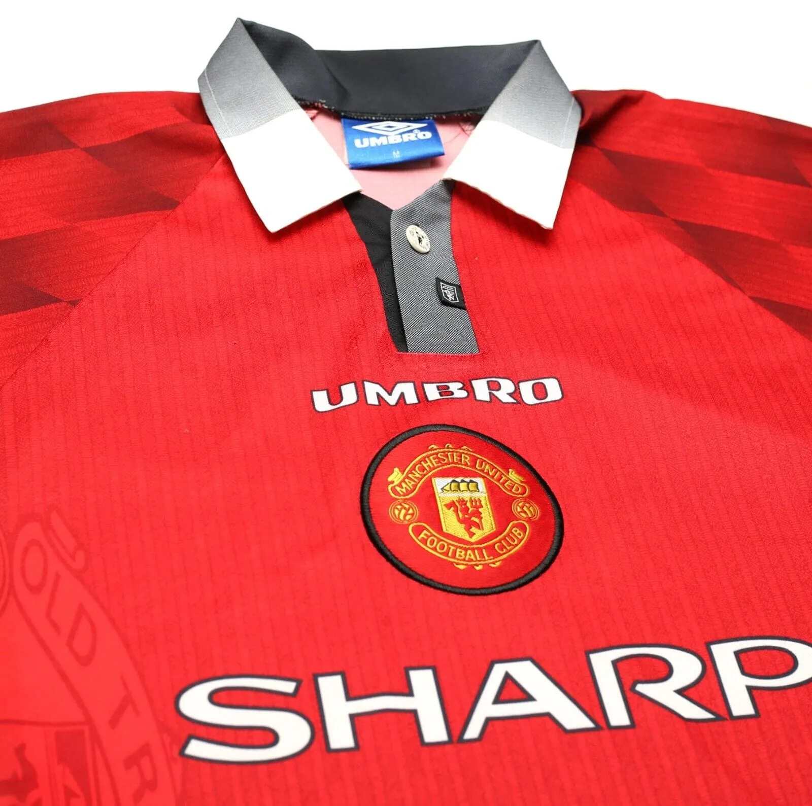 1996/98 CANTONA #7 Manchester United Vintage Umbro Home Football Shirt (M)