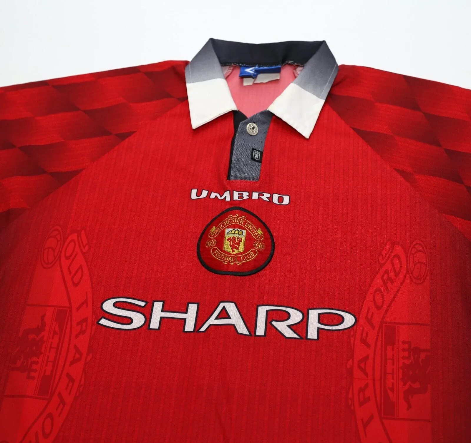 1996/98 CANTONA #7 Manchester United Vintage Umbro Home Football Shirt (XL)