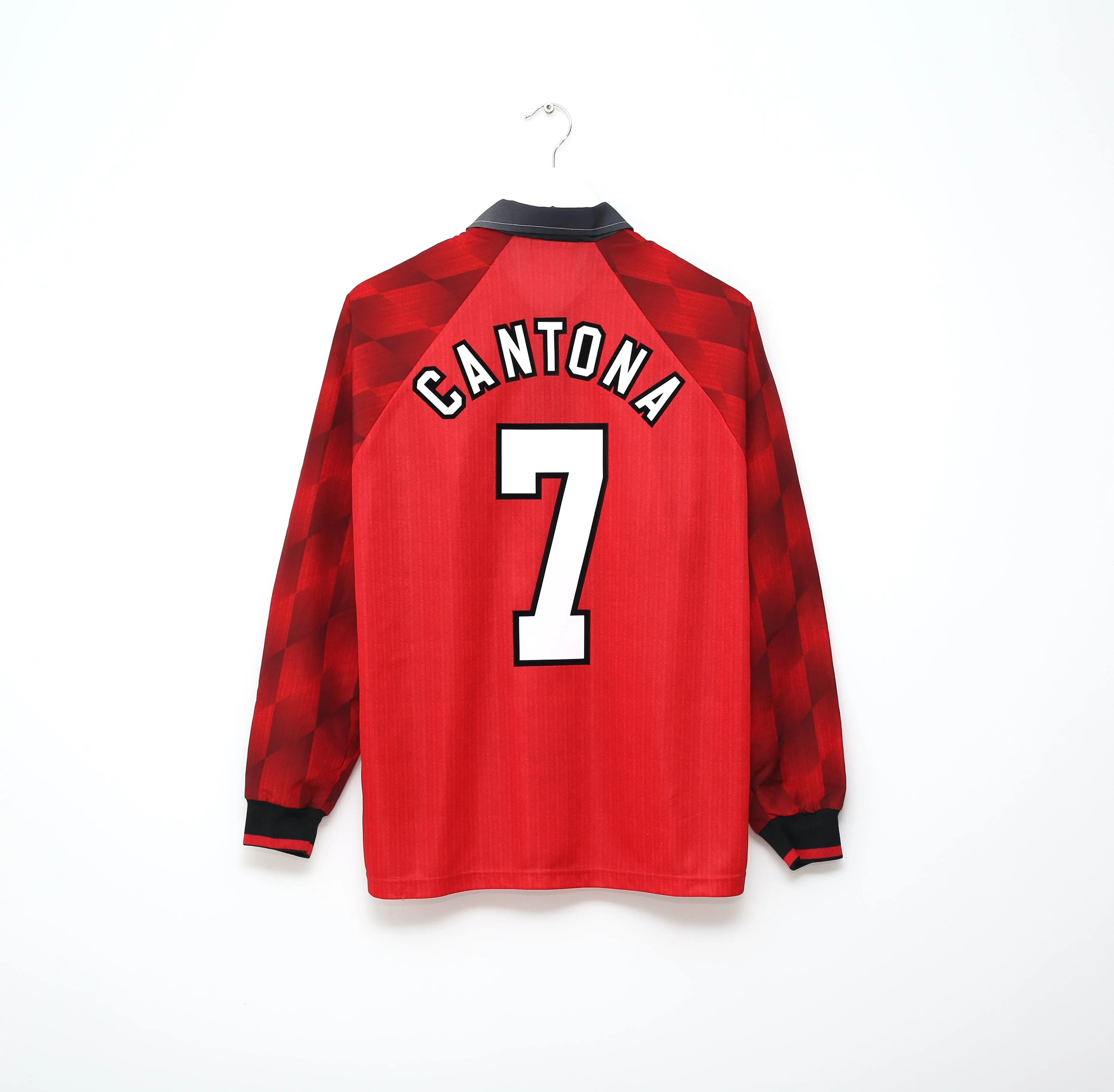 1996/98 CANTONA #7 Manchester United Vintage Umbro LS Home Football Shirt (M)