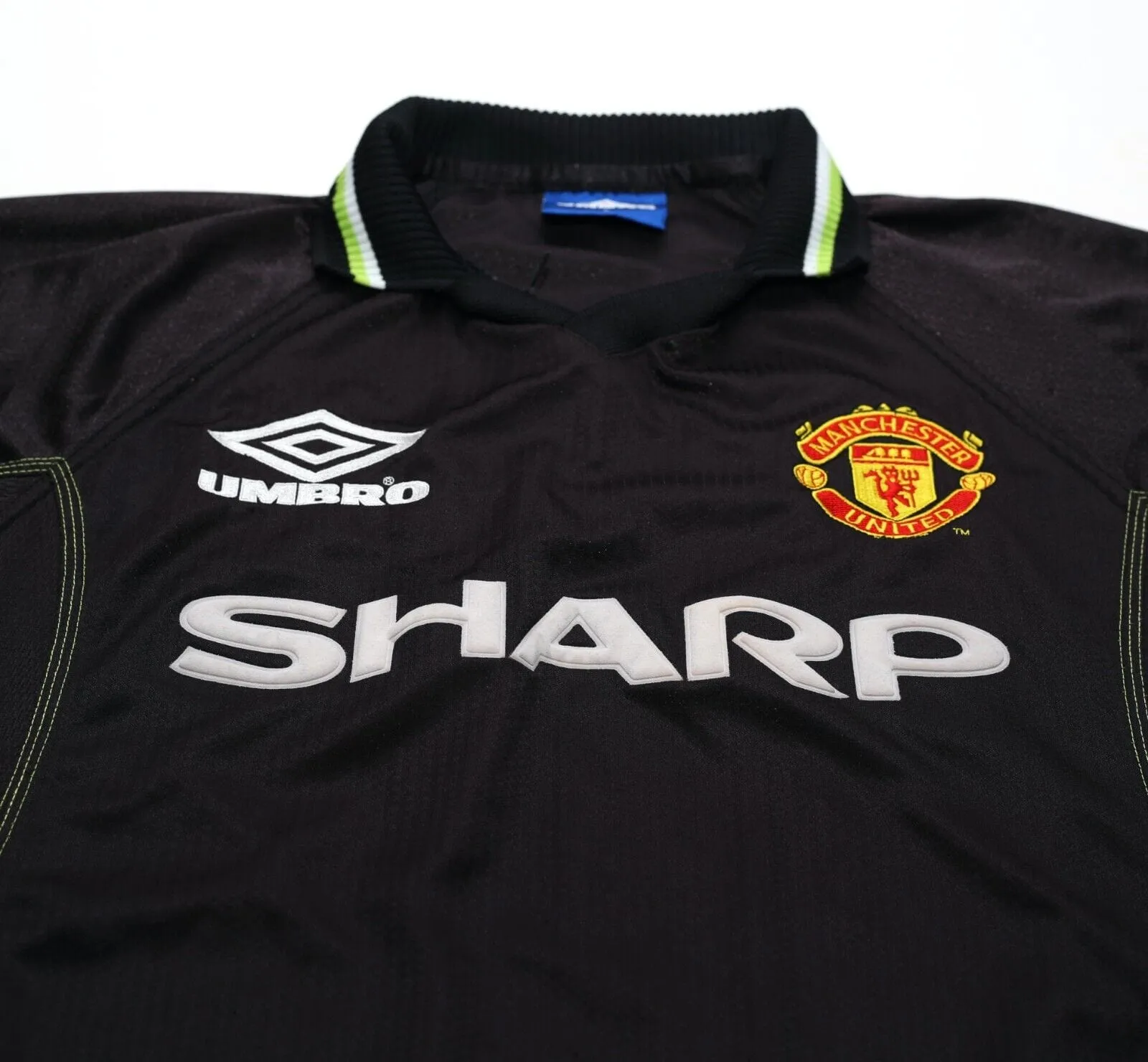 1998/99 BECKHAM #7 Manchester United Vintage Umbro Third Football Shirt (L)