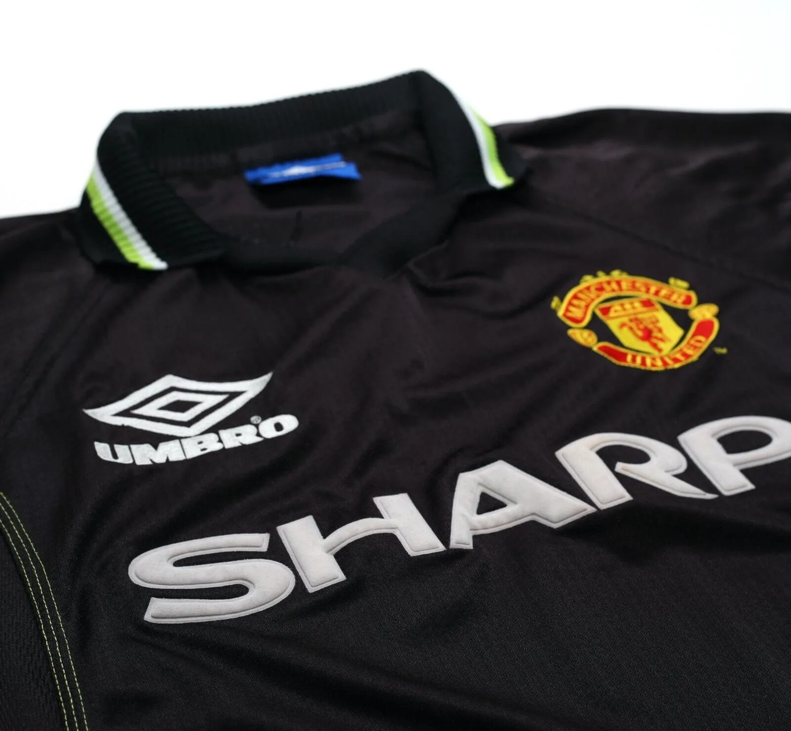 1998/99 BECKHAM #7 Manchester United Vintage Umbro Third Football Shirt (L)