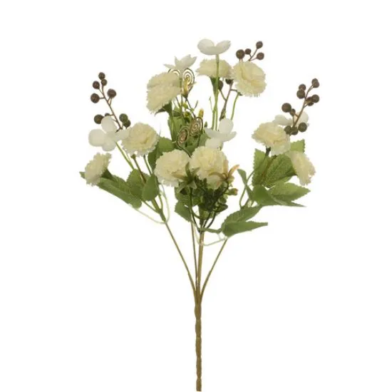 32cm Chrysanthemum Hydrangea and Berry Bush - Ivory