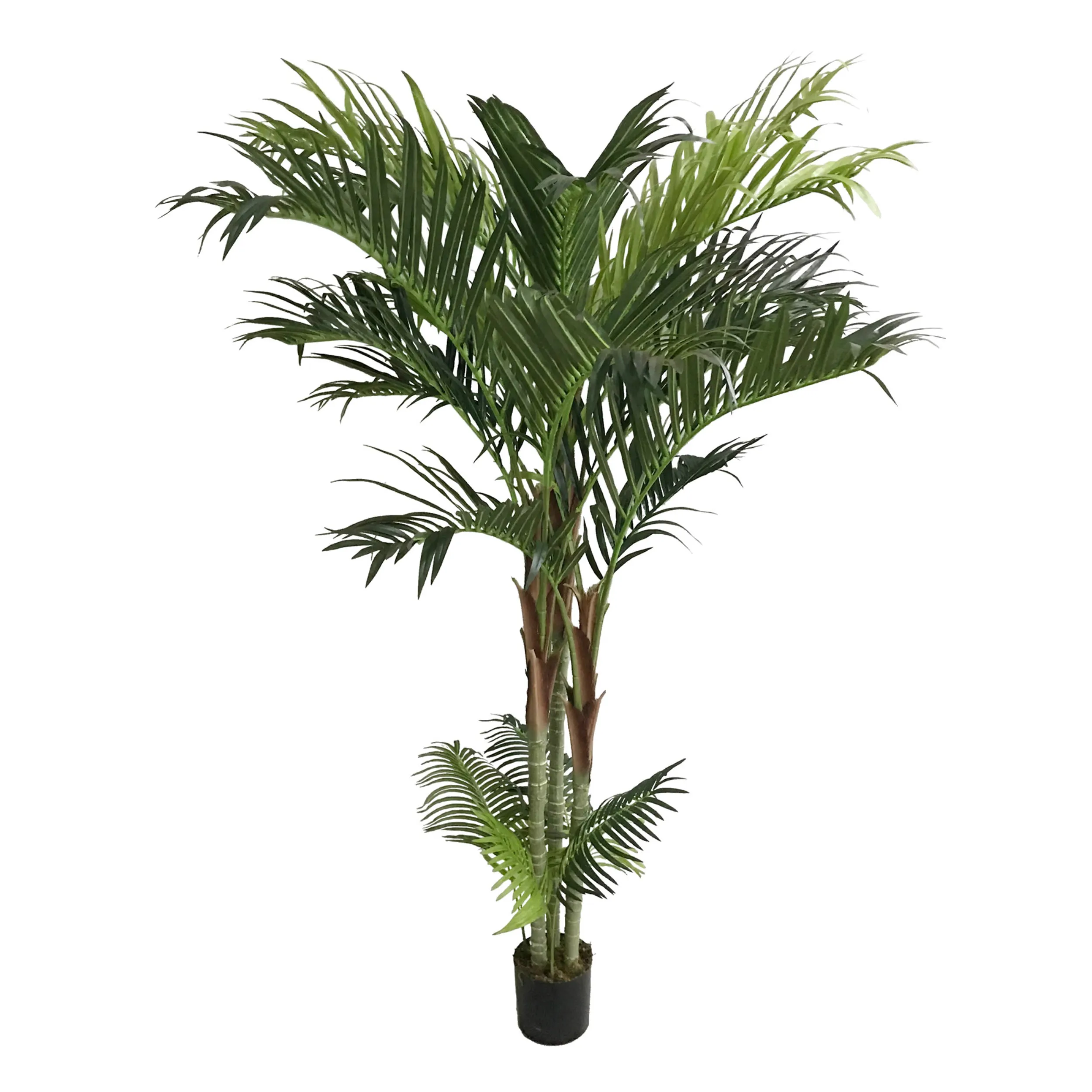 7ft Golden Cane Areca Palm Tree in Black Pot w/ Silk Leaves