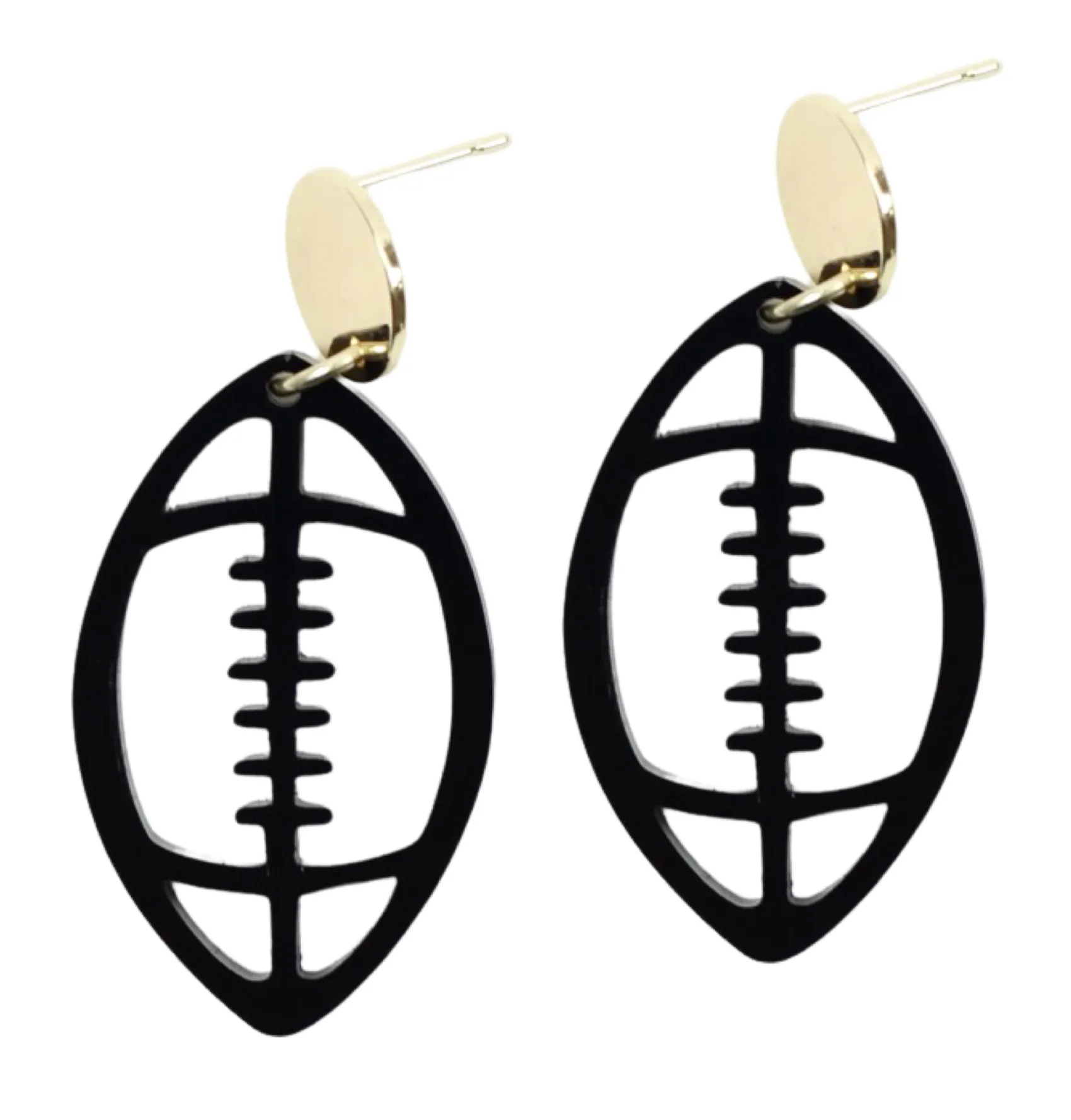 Acrylic Football Earring - Black