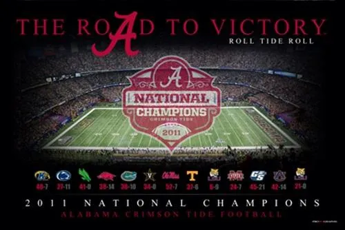 Alabama Crimson Tide "The Road To Victory" 2011 National Champions Poster Print