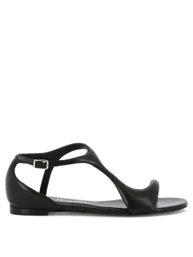 ALEXANDER MCQUEEN 24SS Women's Black Leather Sandals