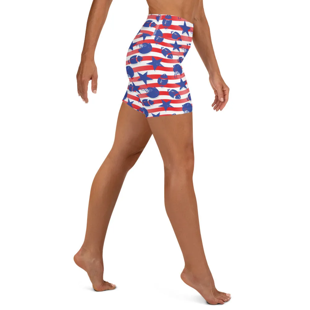 American Football Pattern Yoga Shorts