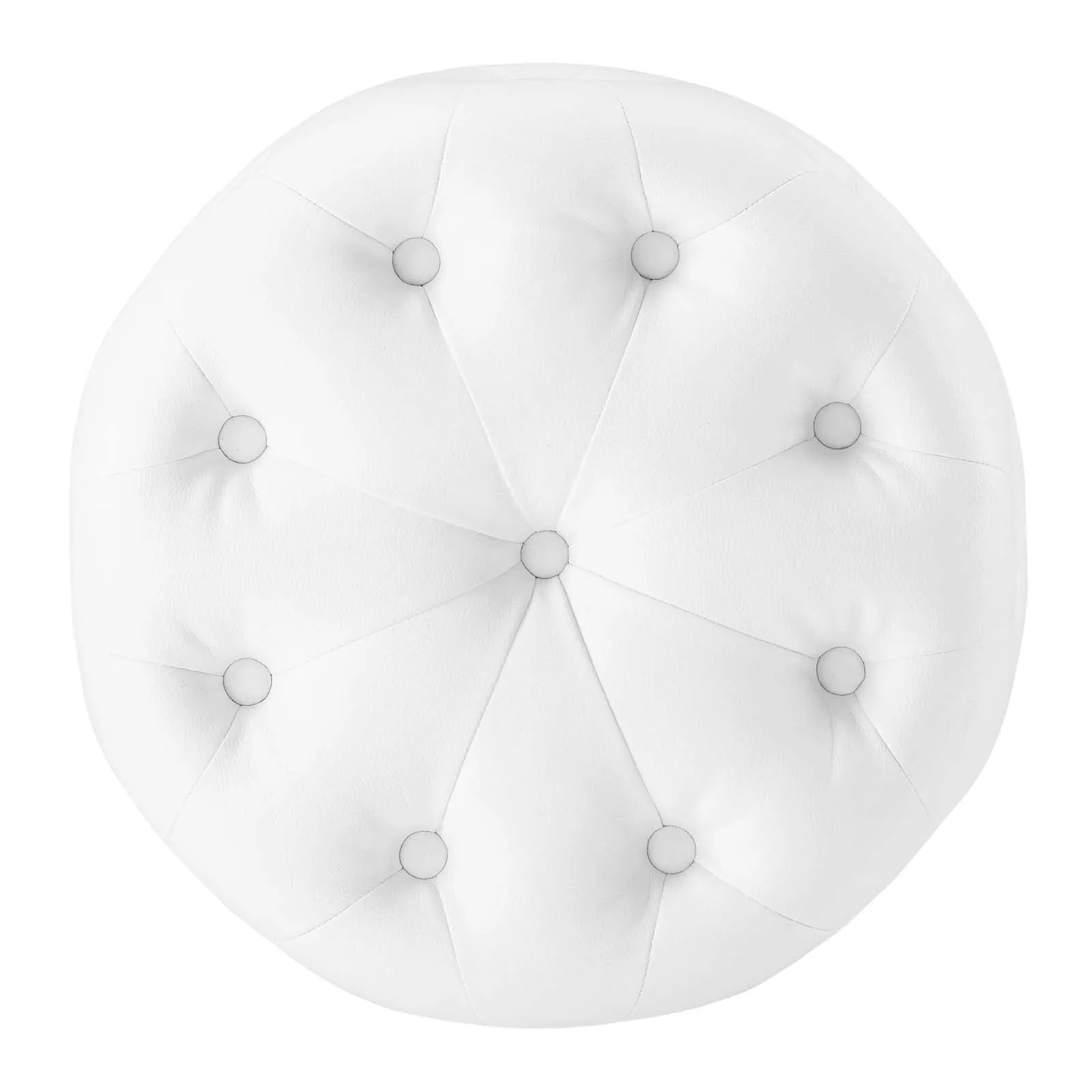 Amour Tufted Button Round Faux Leather Ottoman by Modway