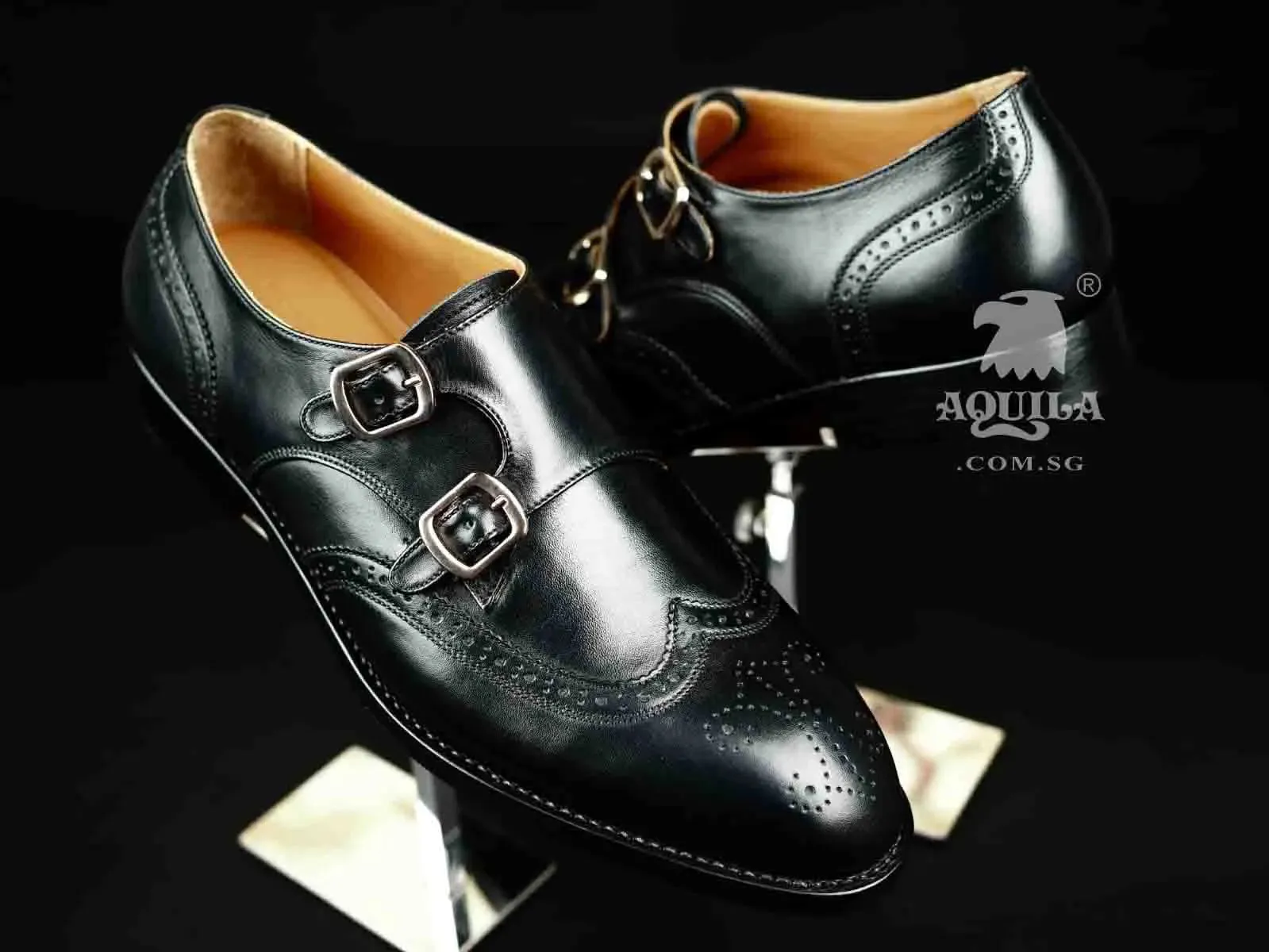 Aquila Wingtip Double Monkstrap Shoes