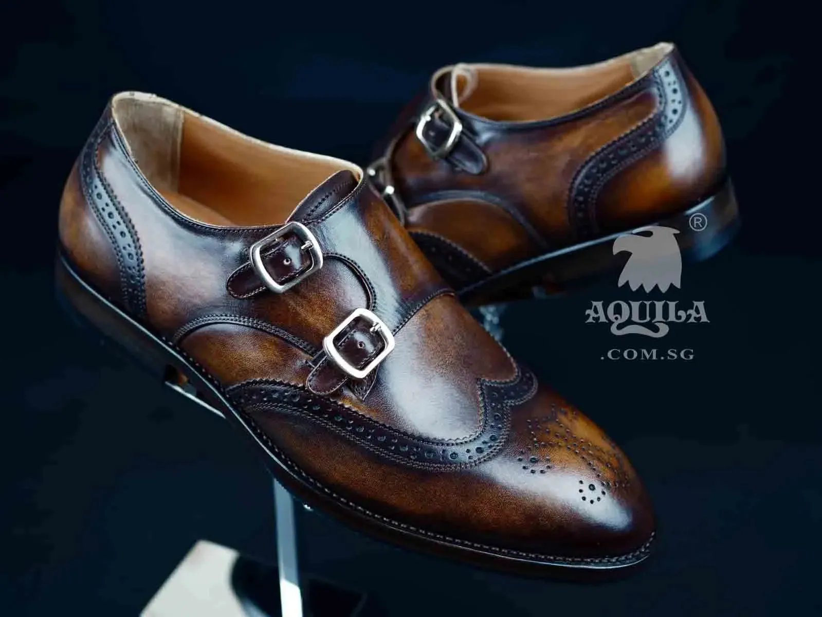 Aquila Wingtip Double Monkstrap Shoes