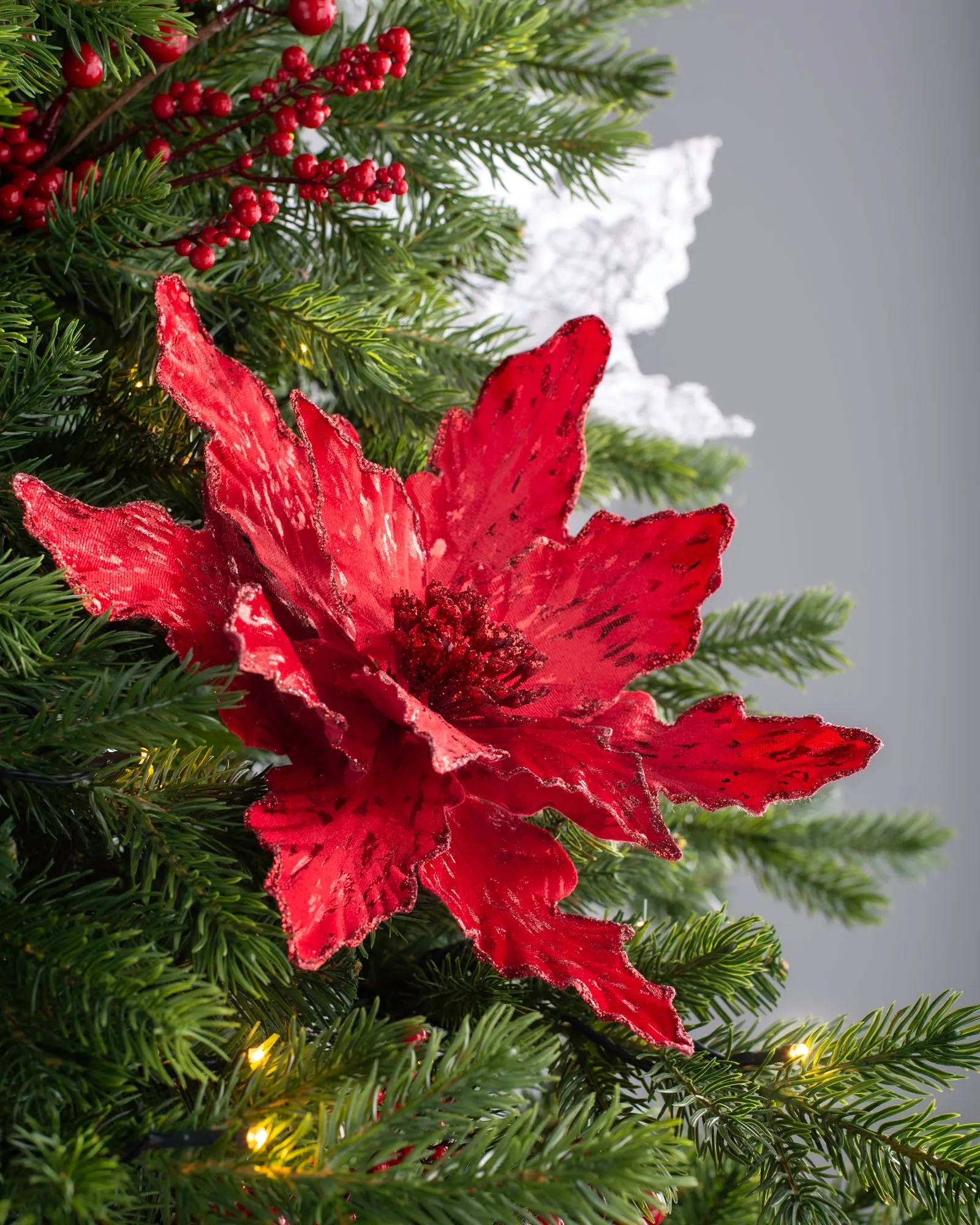 Artificial Poinsettia Flower, Red, 30 cm