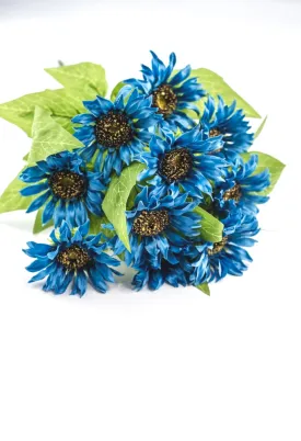 Artificial Sunflower flower bush - blue