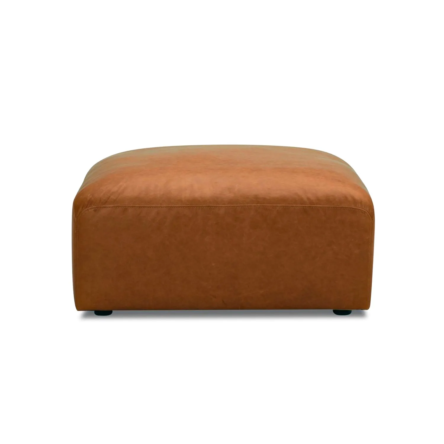 Aspen Distressed Cognac Leather Ottoman