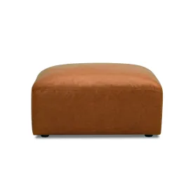 Aspen Distressed Cognac Leather Ottoman