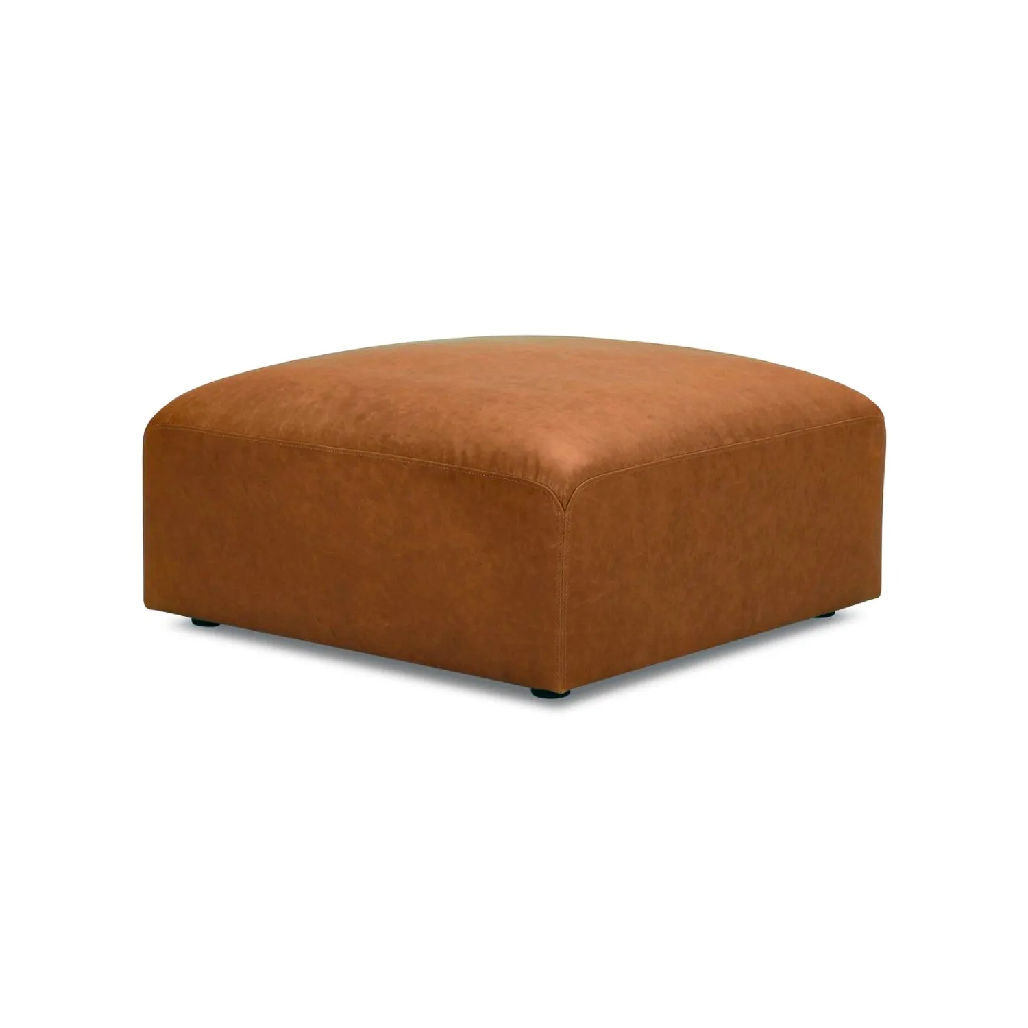 Aspen Distressed Cognac Leather Ottoman