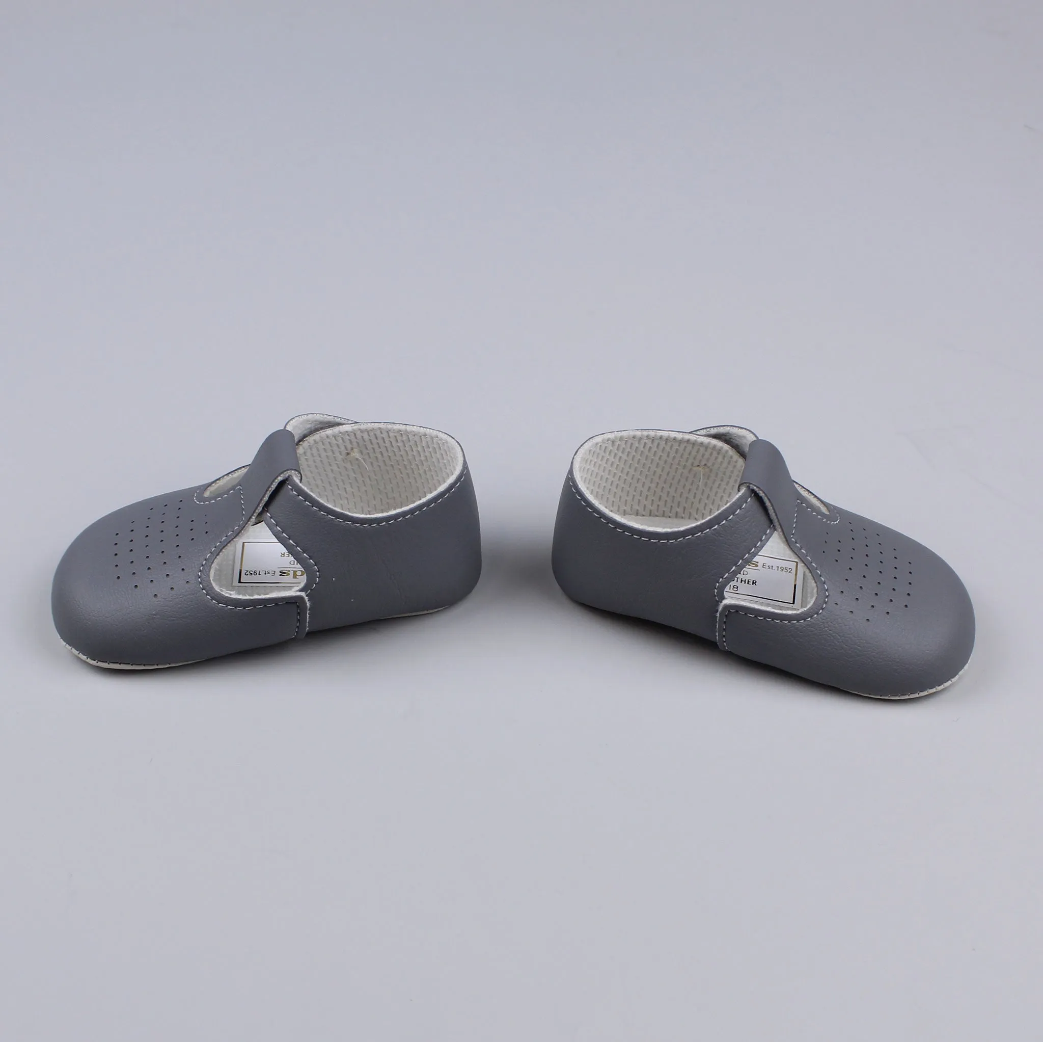 Baby Boy Shoes with Soft Sole and T Bar - Charcoal Grey