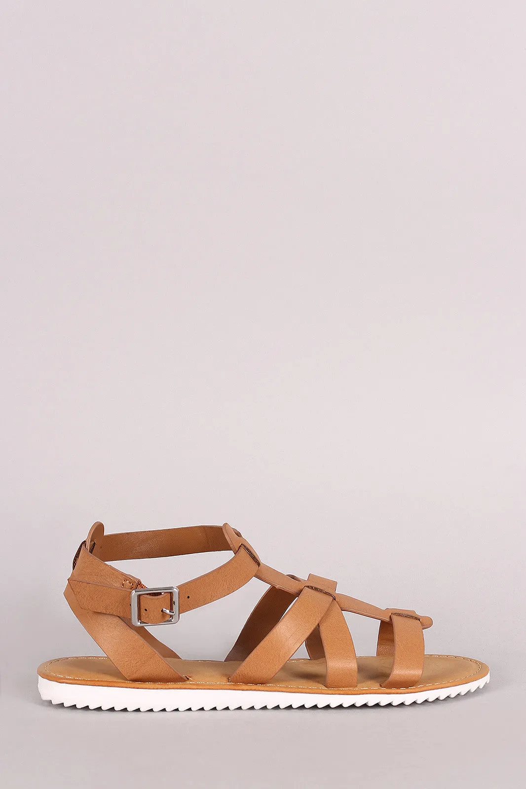 Bamboo Strappy Lug Sole Flat Sandal