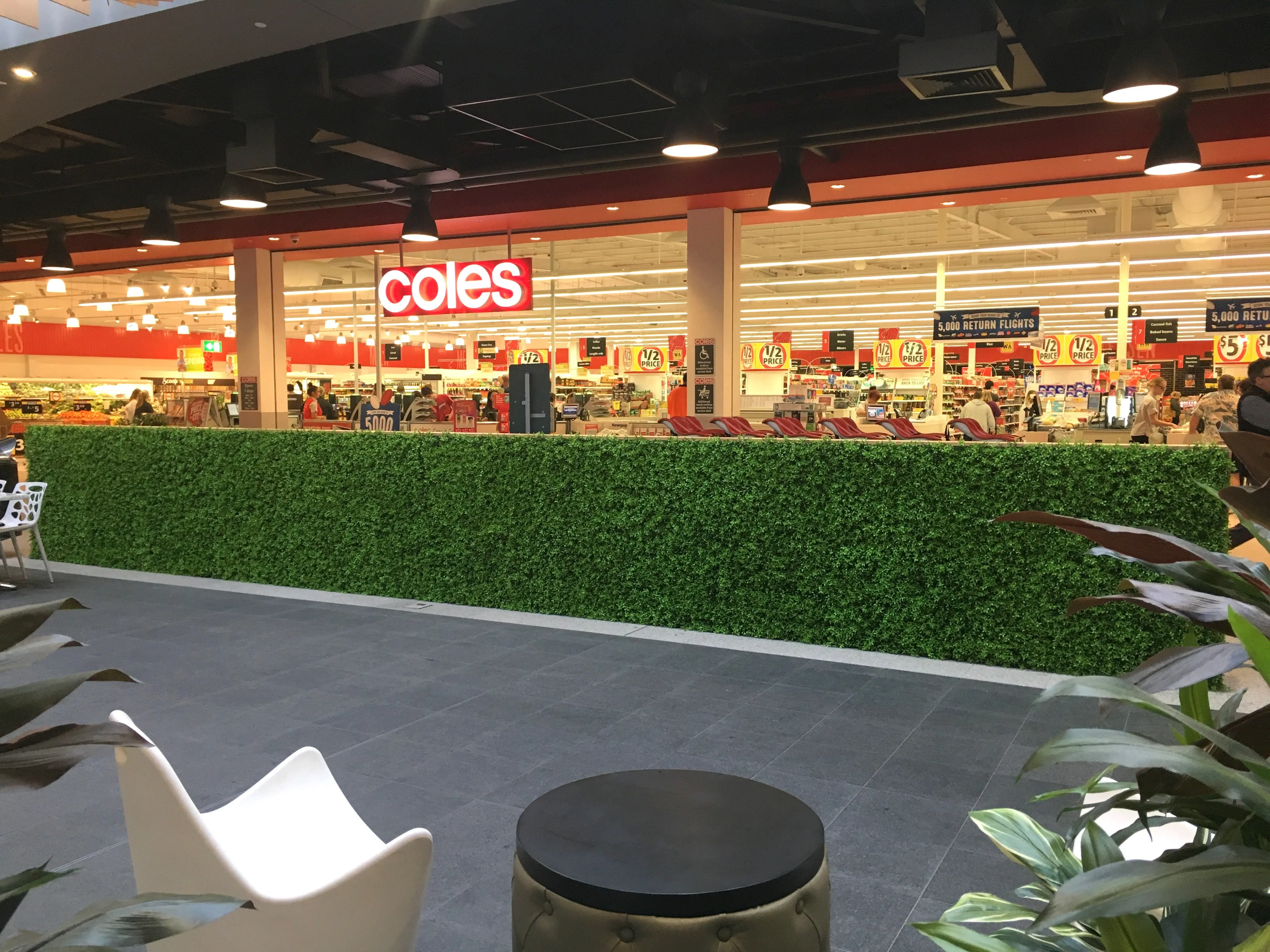 Banksia Grove Village Shopping Centre - Greenery Wall & Artificial Plants in Planters