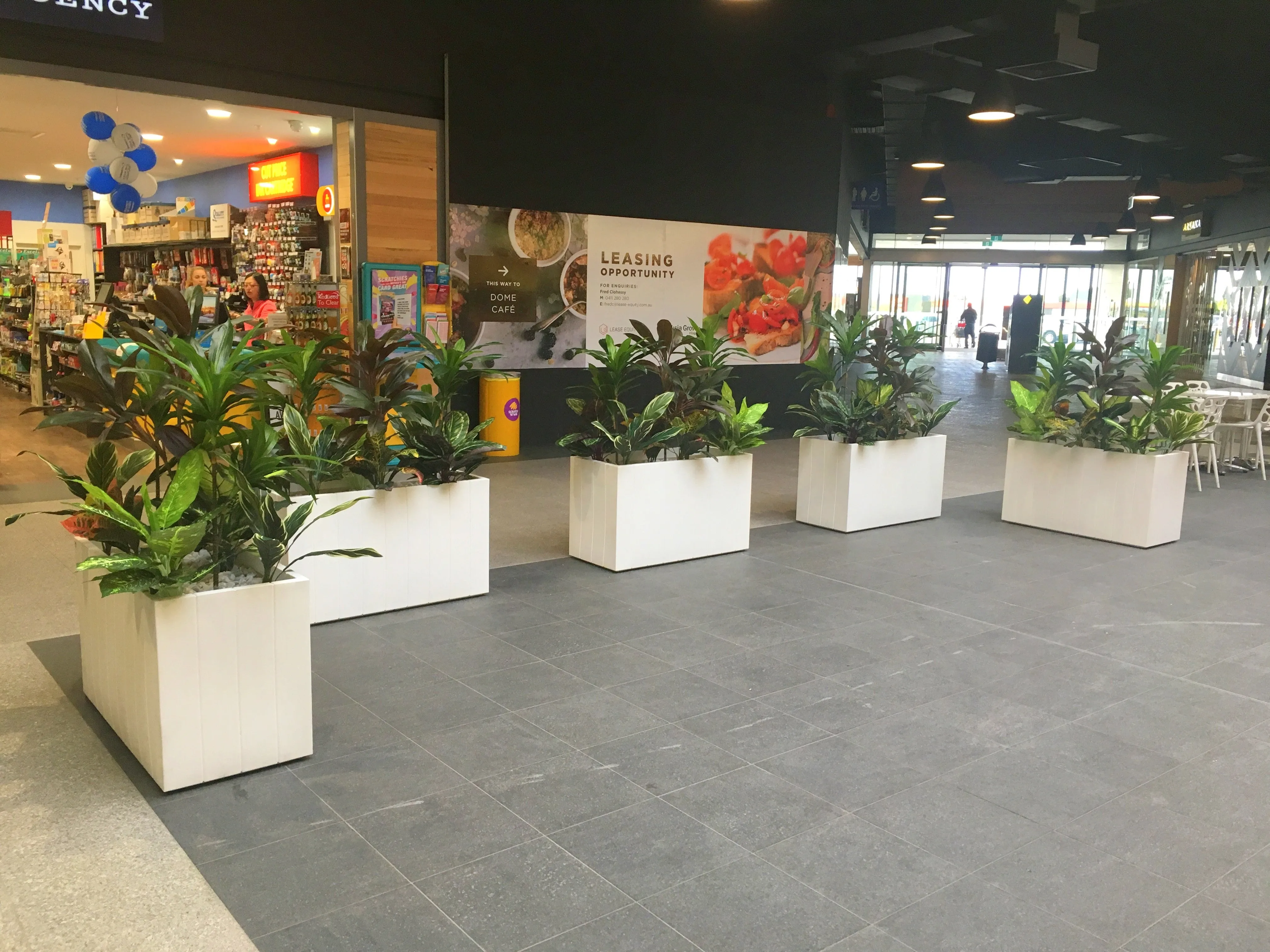 Banksia Grove Village Shopping Centre - Greenery Wall & Artificial Plants in Planters