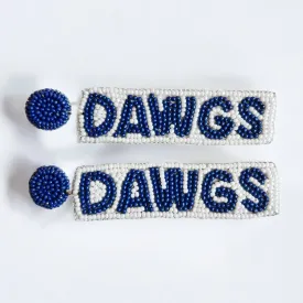 Beaded Blue & White Dawgs Earrings~SALE