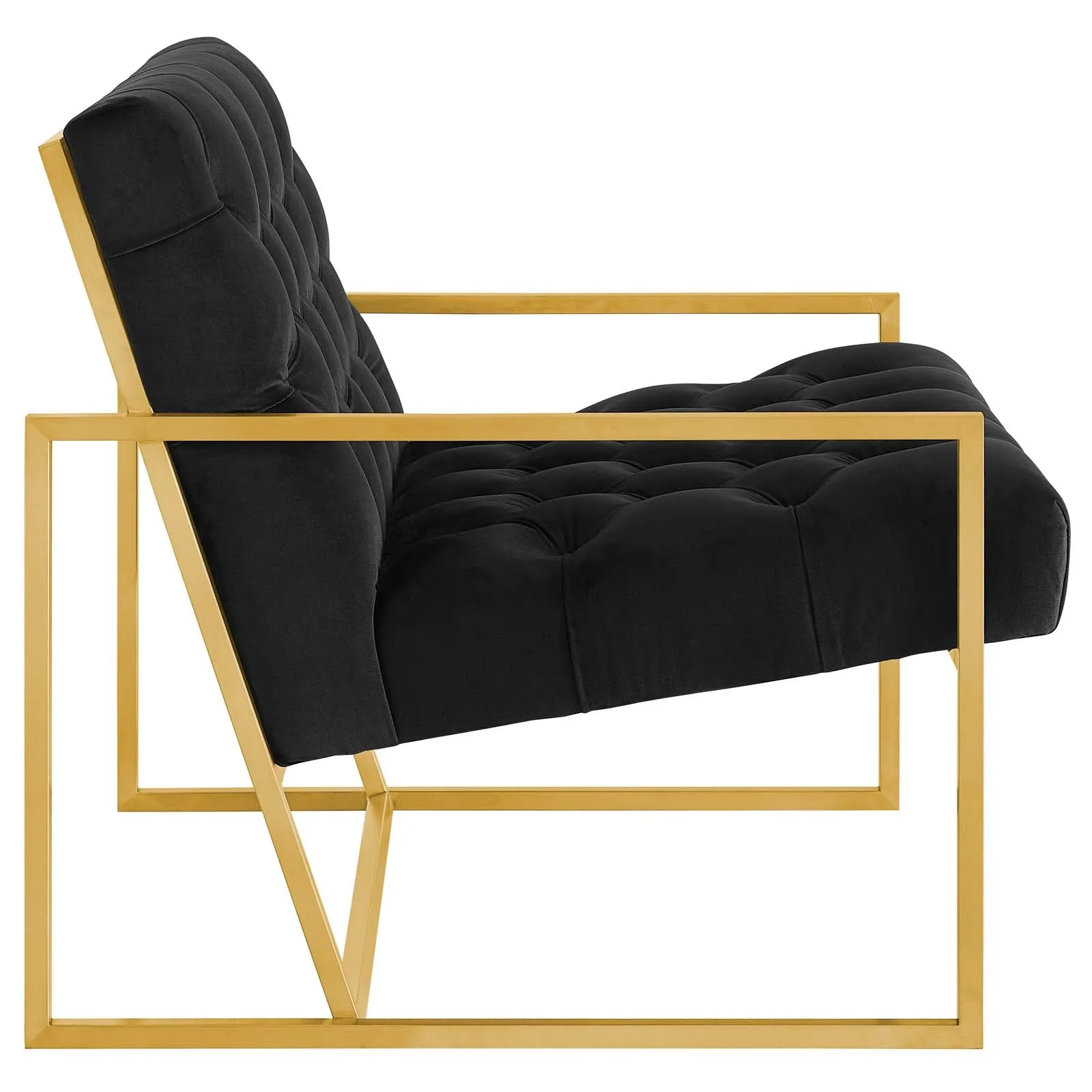 Bequest Gold Stainless Steel Performance Velvet Accent Chair by Modway