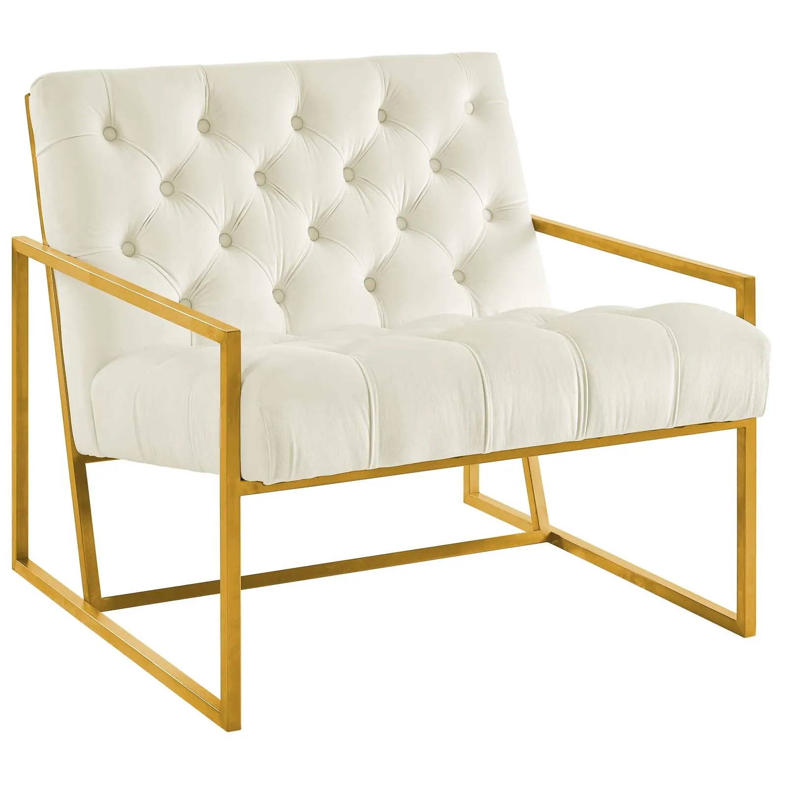 Bequest Gold Stainless Steel Performance Velvet Accent Chair by Modway