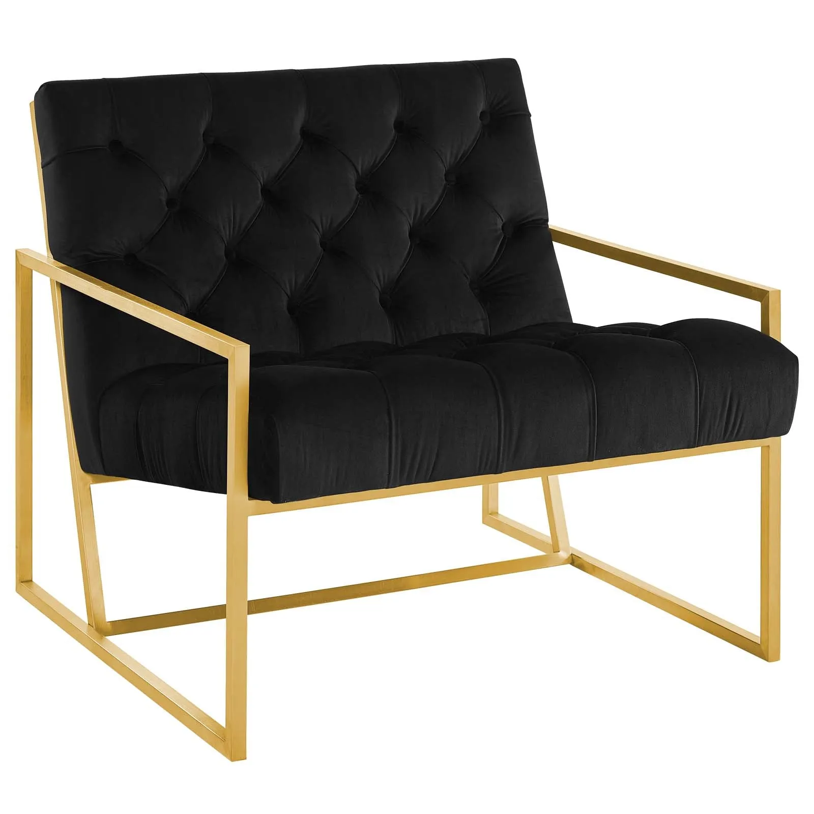 Bequest Gold Stainless Steel Performance Velvet Accent Chair by Modway