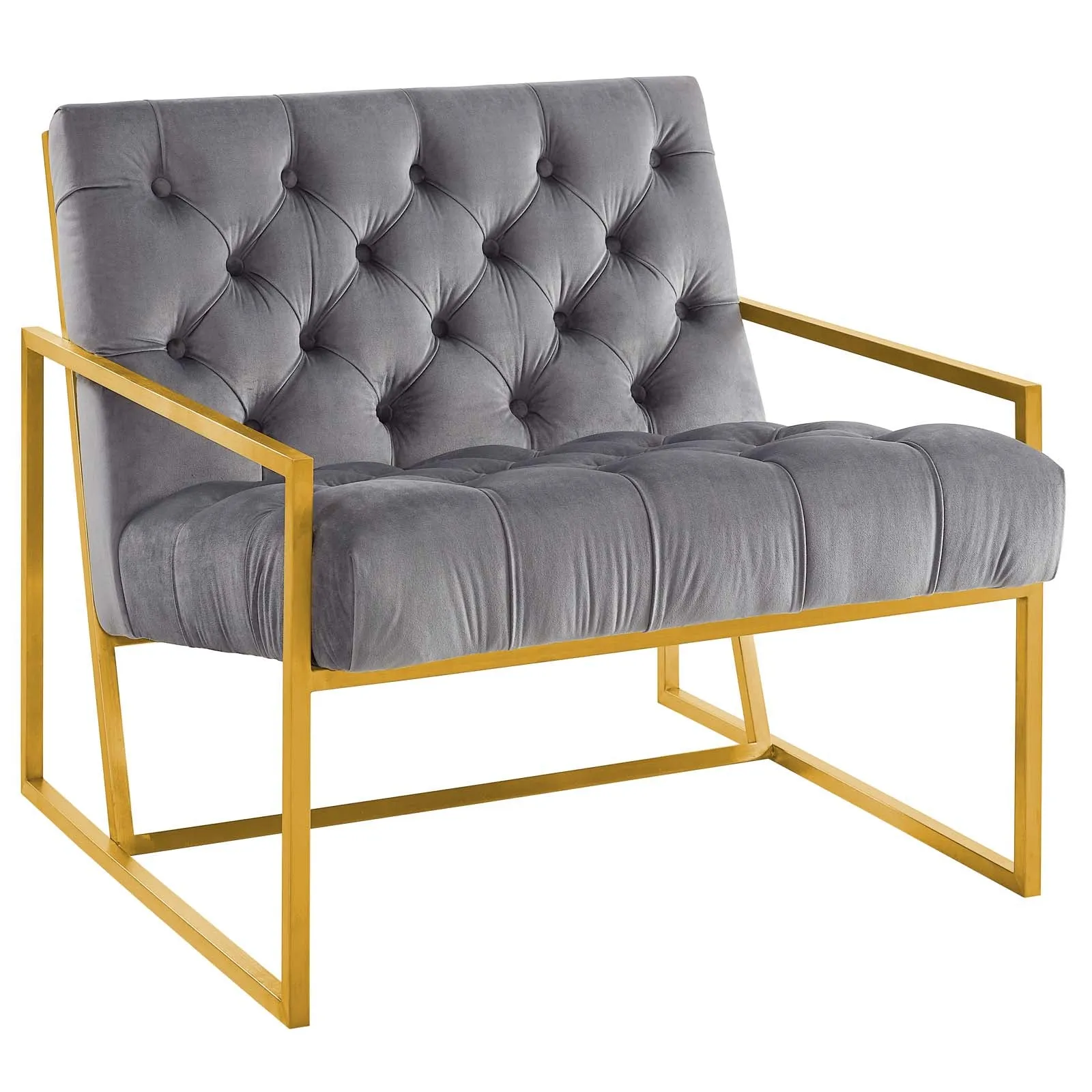 Bequest Gold Stainless Steel Performance Velvet Accent Chair by Modway