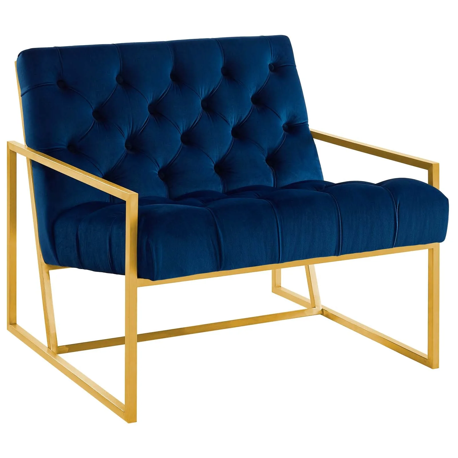 Bequest Gold Stainless Steel Performance Velvet Accent Chair by Modway