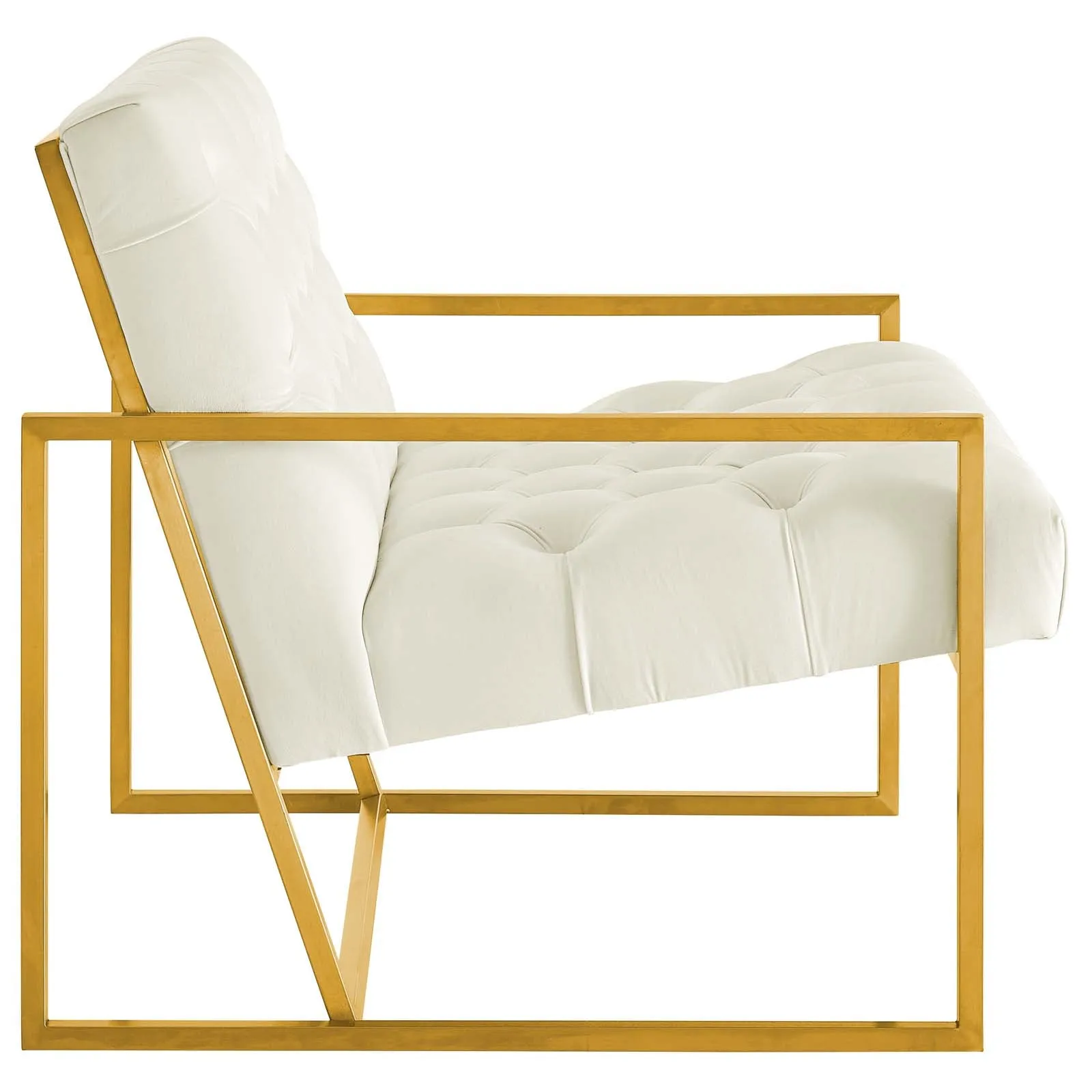 Bequest Gold Stainless Steel Performance Velvet Accent Chair by Modway