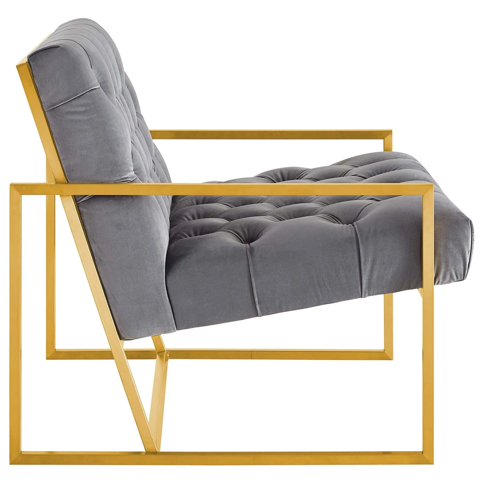 Bequest Gold Stainless Steel Performance Velvet Accent Chair by Modway