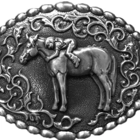 Blazin Roxx Youth Oval Horse Belt Buckle