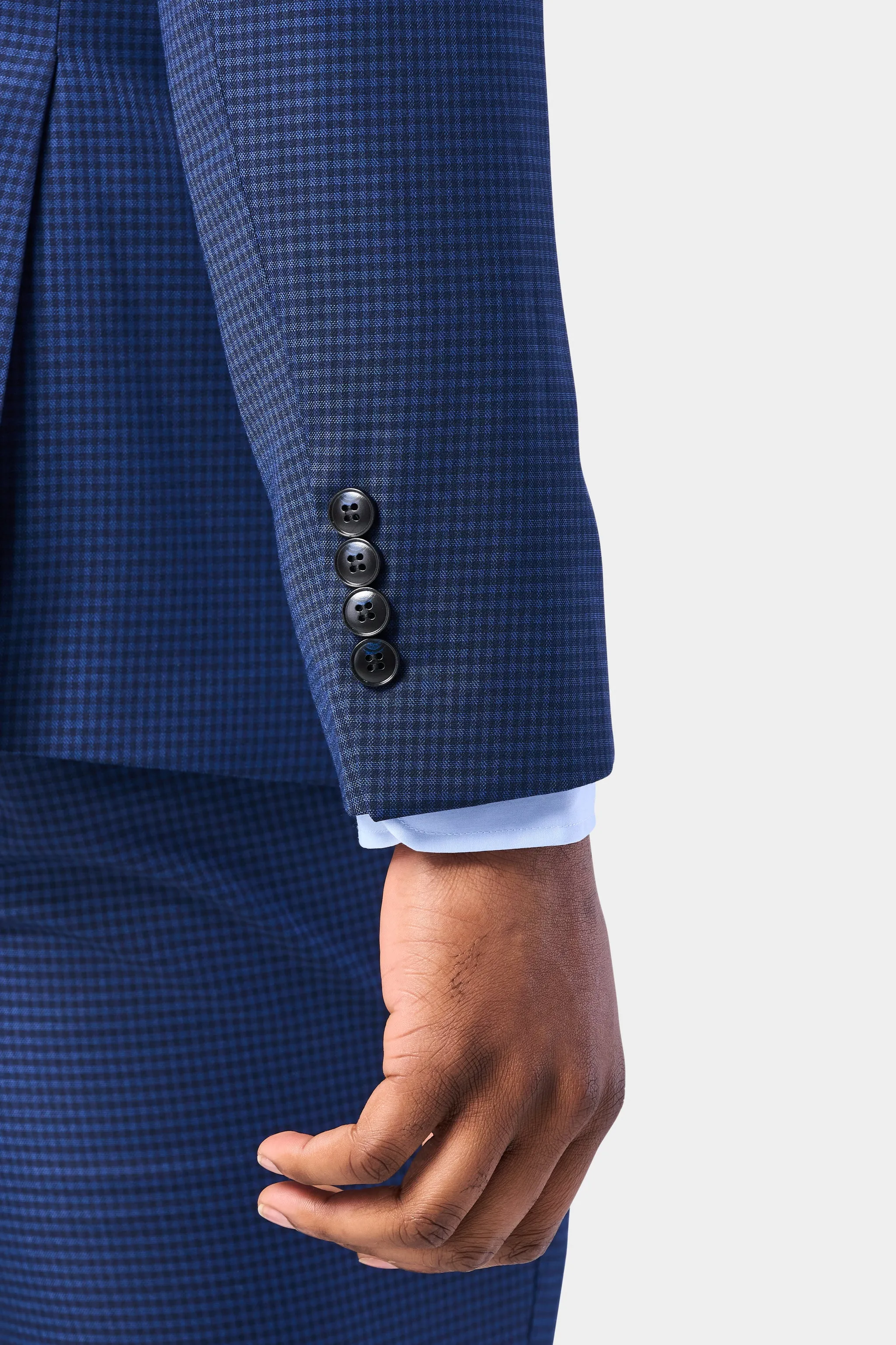 Blue and Black Mini Check 3 Piece Suit