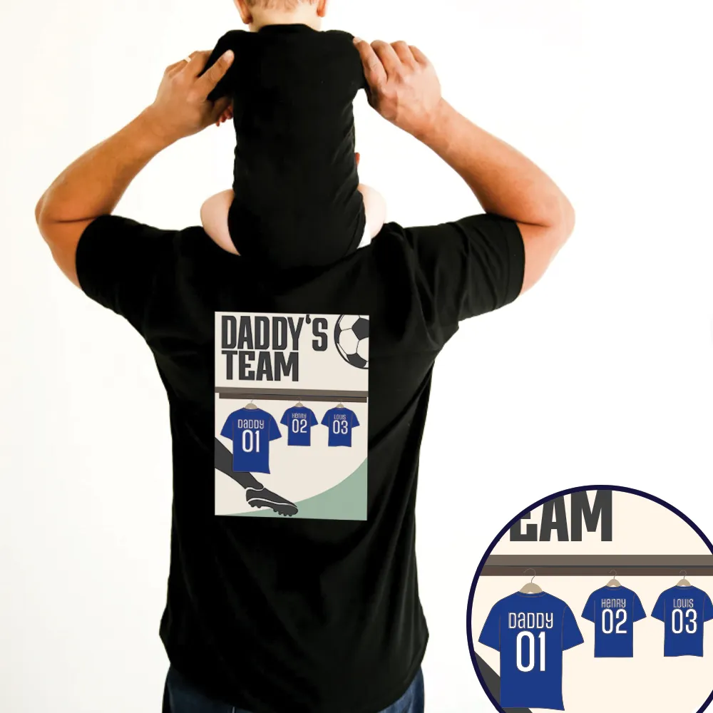 Blue Daddy's Team Poster Back Graphic T-shirt